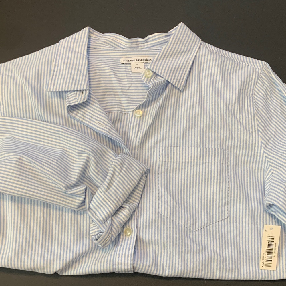 LAST CALL: Amazon Essentials Light Blue Striped Button Down Shirt